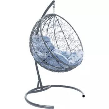 Подвесное кресло Планета про Круг с ротангом серое, серая подушка (11050309)