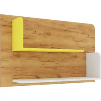 Полка навесная Атлант Дастин дуб вотан, белая аляска, желтый шафрановый навесная