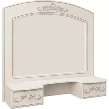 Полка с зеркалом ОЛМЕКО Каролина патина вудлайн кремовый/ПВХ сандал белый/зеркало)/осн.