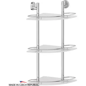 Полка стеклянная FBS Luxia 3-х ярусная угловая 28 см, хром (LUX 073)