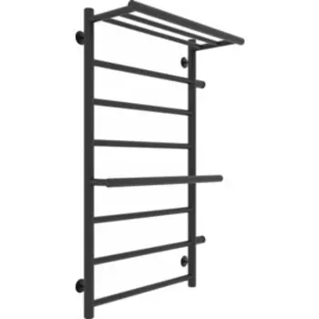 Полотенцесушитель водяной Laris Лавина П9 500х800 правый, с боковым подключением, с полкой, черный матовый (73208029ЧМ)