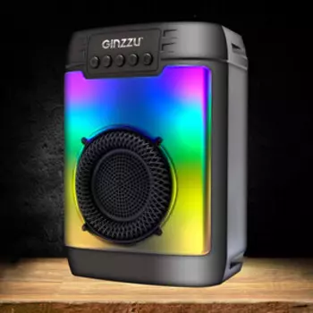 Портативная колонка Ginzzu GM-912B, 16W/TWS/1500mAh/FM/USB/TF/RGB