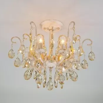 Потолочная люстра Eurosvet 10022/6 белый с золотом/ тонированный хрусталь Strotskis