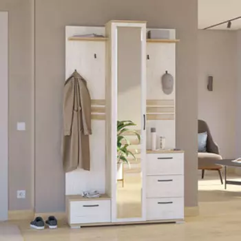 Прихожая Гранд Кволити Альберто 2-3438 дуб крафт белый/дуб крафт золотой