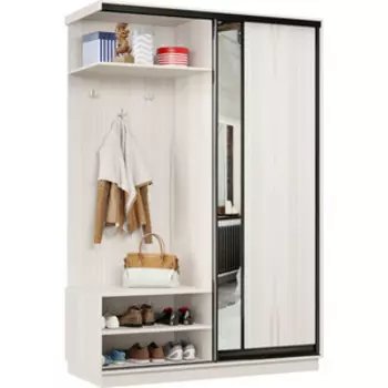 Прихожая левая Классика 01 (каркас каттхульт, фасад 12 каттхульт) профиль черный муар Пр.л.01.2200.1200.450.12.03.03.07