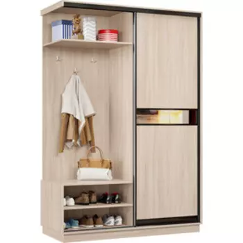 Прихожая левая Классика 01 (каркас ясень шимо светлый, фасад 14 ясень шимо светлый) профиль черный муар Пр.л.01.2200.1200.450.14.01.01.07