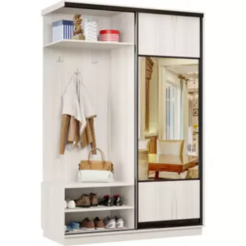 Прихожая левая Классика 03 (каркас каттхульт, фасад 05 каттхульт) профиль черный муар Пр.л.03.2400.1200.450.05.03.03.07