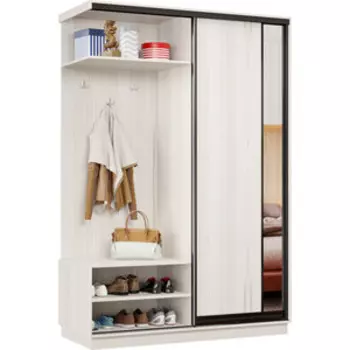 Прихожая левая Классика 03 (каркас каттхульт, фасад 13 каттхульт) профиль черный муар Пр.л.03.2400.1200.450.13.03.03.07