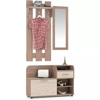 Прихожая Мебельный двор П5 №2 корпус ясень шимо тёмный, фасад ясень шимо светлый