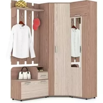 Прихожая Мебельный двор П5 №6 корпус ясень шимо тёмный, фасад ясень шимо светлый