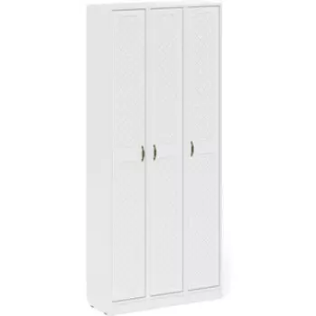 Прихожая Мебельный двор П-6 Пенал 3 штуки, цвет белая шагрень/фасады МДФ белое дерево фрезеровка ромб (1024848)