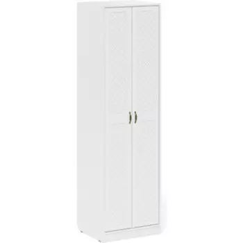 Прихожая Мебельный двор П-6 Шкаф, цвет белая шагрень/фасады МДФ белое дерево фрезеровка ромб (1024755)