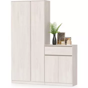 Прихожая Моби Ника 13.11 Шкаф комбинированный + 13.317.03 Комод, цвет ясень анкор светлый