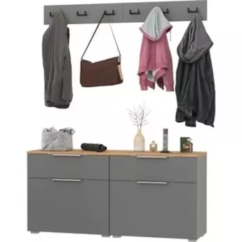 Прихожая Моби Октава 05, цвет серый графит/ дуб золотой/ фасады МДФ серый графит (1027031)