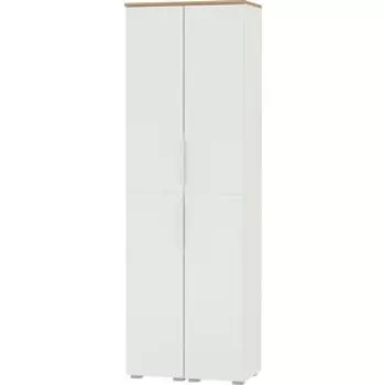 Прихожая Моби Октава 13.228 Шкаф-пенал + 13.228 Шкаф-пенал, цвет белый шагрень/ дуб золотой/ фасады МДФ белый шагрень (1026962)