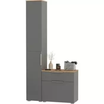 Прихожая Моби Октава 13, цвет серый графит/ дуб золотой/ фасады МДФ серый графит (1027039)