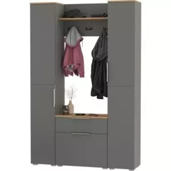 Прихожая Моби Октава 18, цвет серый графит/ дуб золотой/ фасады МДФ серый графит (1027044)