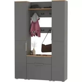 Прихожая Моби Октава 20, цвет серый графит/ дуб золотой/ фасады МДФ серый графит (1027046)