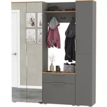 Прихожая Моби Октава 22, цвет серый графит/ дуб золотой/ фасады МДФ серый графит (1027048)