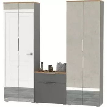 Прихожая Моби Октава 24, цвет серый графит/ дуб золотой/ фасады МДФ серый графит (1027051)