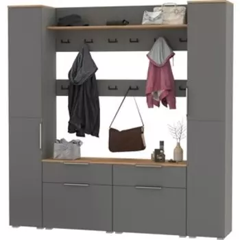 Прихожая Моби Октава 35, цвет серый графит/ дуб золотой/ фасады МДФ серый графит (1027062)