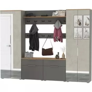 Прихожая Моби Октава 36, цвет серый графит/ дуб золотой/ фасады МДФ серый графит (1027063)