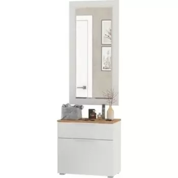 Прихожая Моби Октава 38, цвет белый шагрень/ дуб золотой/ фасады МДФ белый шагрень (1027006)