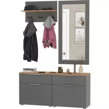 Прихожая Моби Октава 39, цвет серый графит/ дуб золотой/ фасады МДФ серый графит (1027066)