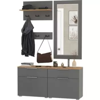 Прихожая Моби Октава 40, цвет серый графит/ дуб золотой/ фасады МДФ серый графит (1027067)