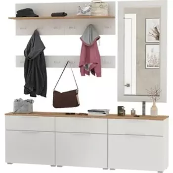 Прихожая Моби Октава 41, цвет белый шагрень/ дуб золотой/ фасады МДФ белый шагрень (1027009)