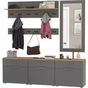 Прихожая Моби Октава 41, цвет серый графит/ дуб золотой/ фасады МДФ серый графит (1027068)