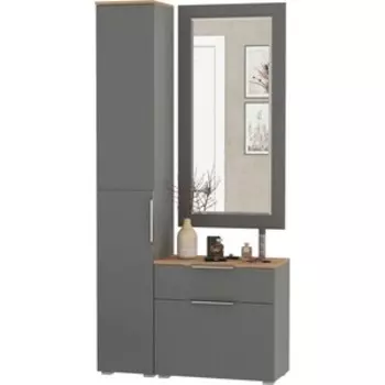 Прихожая Моби Октава 42, цвет серый графит/ дуб золотой/ фасады МДФ серый графит (1027069)