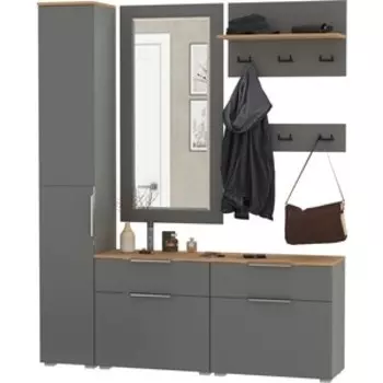 Прихожая Моби Октава 44, цвет серый графит/ дуб золотой/ фасады МДФ серый графит (1027071)