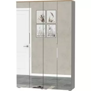 Прихожая Моби Октава Набор шкафов для одежды 13.338, цвет серый графит/ дуб золотой/ фасады МДФ серый графит и зеркало (1027019)