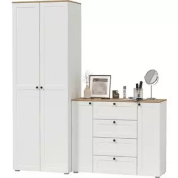 Прихожая Моби Остин 04, цвет белый шагрень/дуб крафт золотой (1028000)