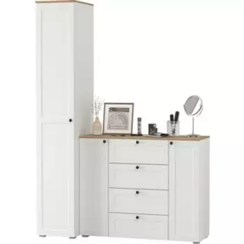 Прихожая Моби Остин 09, цвет белый шагрень/дуб крафт золотой (1028005)