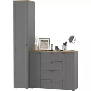 Прихожая Моби Остин 09, цвет серый графит/дуб крафт золотой (1028015)