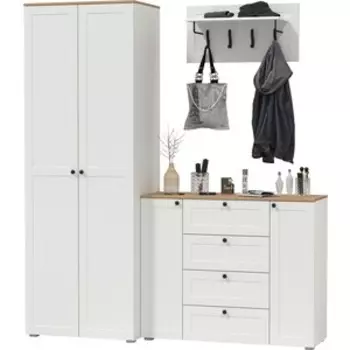 Прихожая Моби Остин 15, цвет белый шагрень/дуб крафт золотой (1028021)