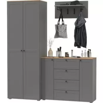 Прихожая Моби Остин 15, цвет серый графит/дуб крафт золотой (1028033)