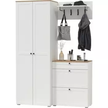 Прихожая Моби Остин 17, цвет белый шагрень/дуб крафт золотой (1028023)