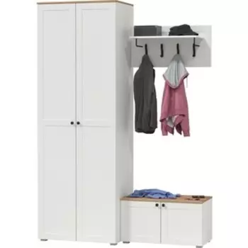 Прихожая Моби Остин 19, цвет белый шагрень/дуб крафт золотой (1028025)