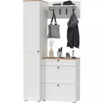 Прихожая Моби Остин 23, цвет белый шагрень/дуб крафт золотой (1028029)