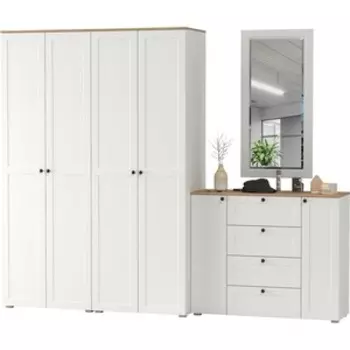 Прихожая Моби Остин 26, цвет белый шагрень/дуб крафт золотой (1028044)