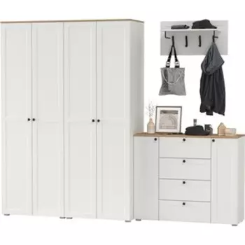 Прихожая Моби Остин 27, цвет белый шагрень/дуб крафт золотой (1028045)