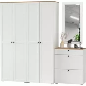 Прихожая Моби Остин 28, цвет белый шагрень/дуб крафт золотой (1028046)