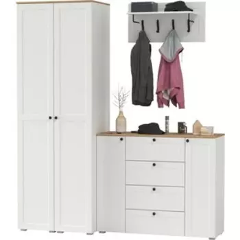 Прихожая Моби Остин 33, цвет белый шагрень/дуб крафт золотой (1028051)