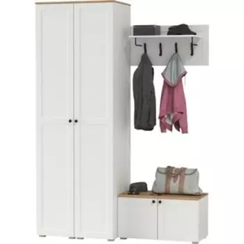 Прихожая Моби Остин 37, цвет белый шагрень/дуб крафт золотой, (1028055)