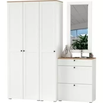 Прихожая Моби Остин 40, цвет белый шагрень/дуб крафт золотой (1028058)