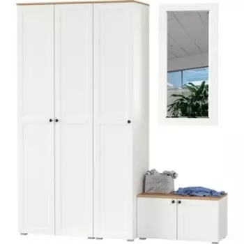 Прихожая Моби Остин 42, цвет белый шагрень/дуб крафт золотой (1028060)