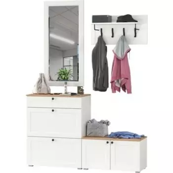 Прихожая Моби Остин 44, цвет белый шагрень/дуб крафт золотой (1028080)